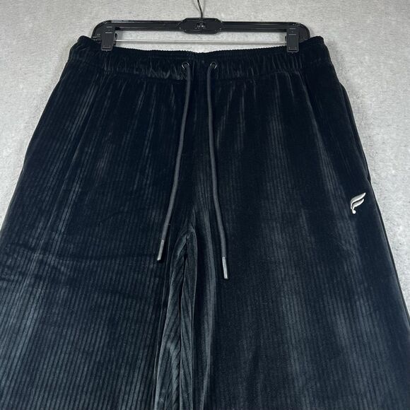 Fabletics Plush Rib Cropped Sweatshirt Wide Leg Pants Matching Set Size ML Black - Picture 12 of 16